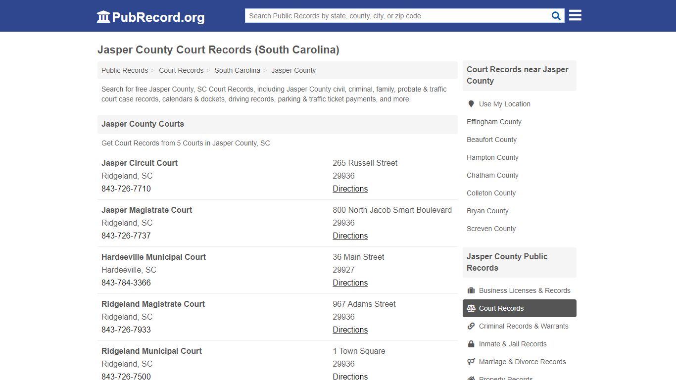 Free Jasper County Court Records (South Carolina Court ...